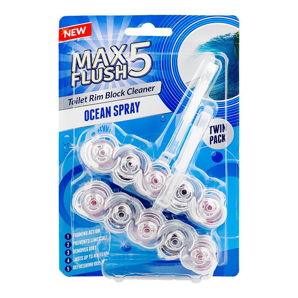 MAX FLUSH 5 TOILET RIM BLOCK CLEANER 45 G 2S OCEAN