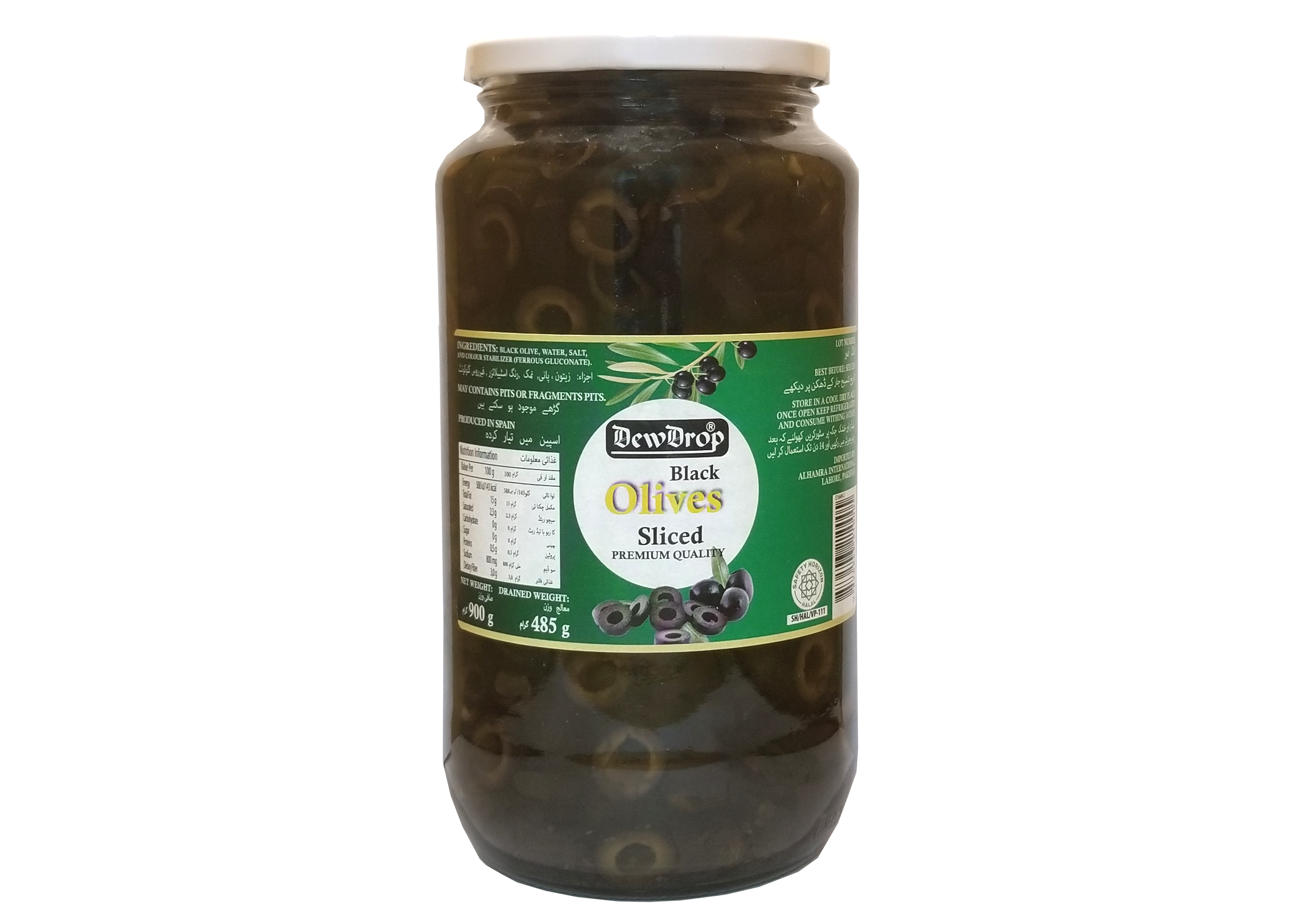 DEWDROP OLIVES BLACK 900 G / 485 G SLICES