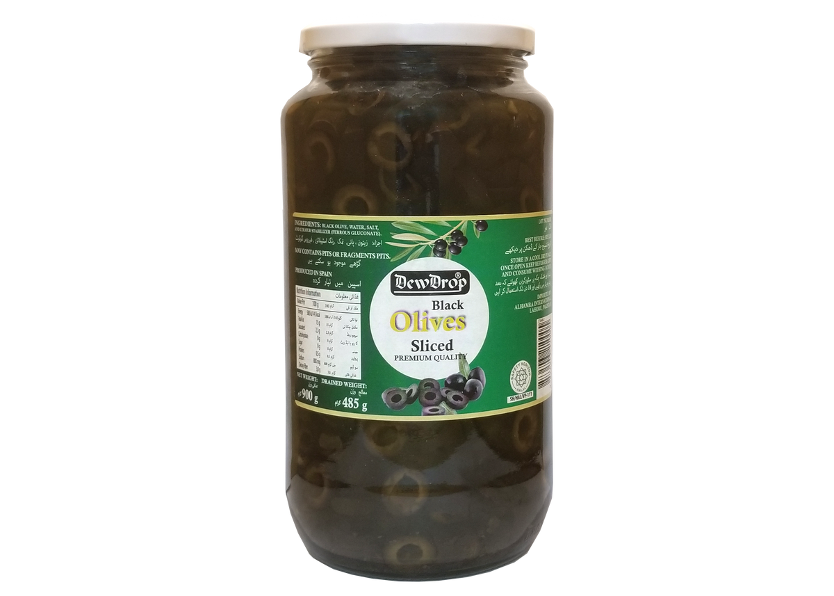 DEWDROP OLIVES BLACK 900 G / 485 G SLICES